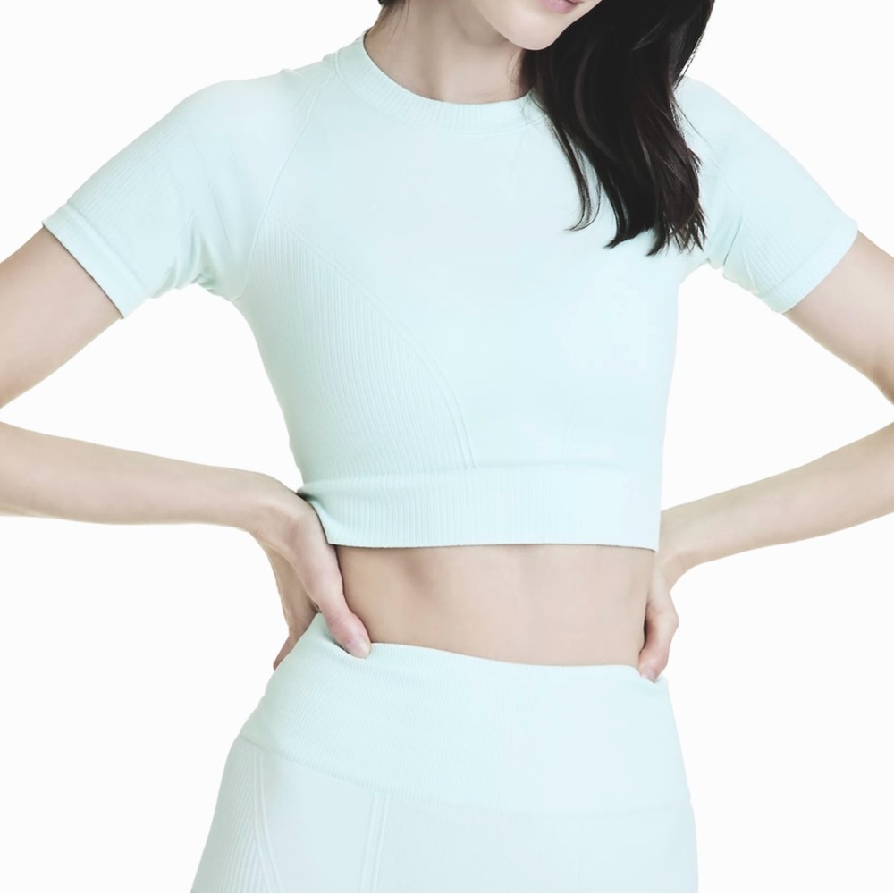 Álala Barre Seamless Tee crop top in light blue size M